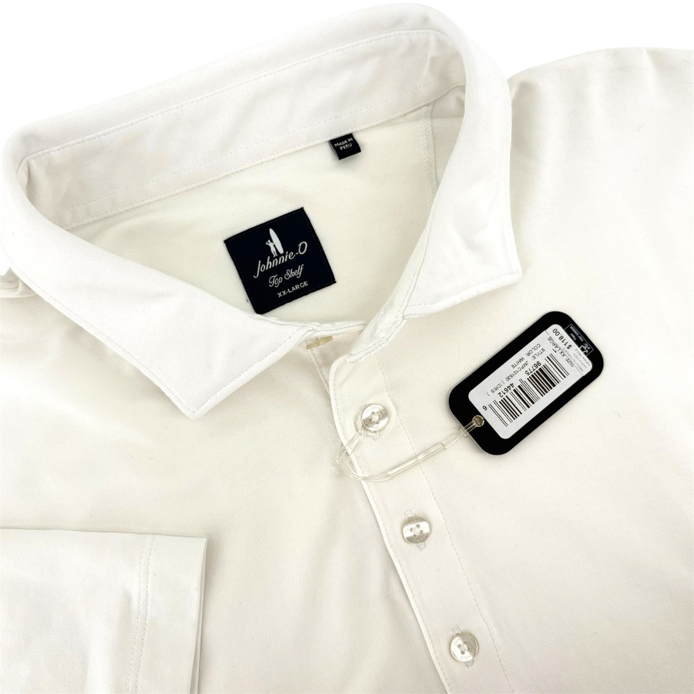 Johnnie-O Top Shelf Idris Polo Shirt Mens XXL White Short Sleeve JMPO101530 NWT